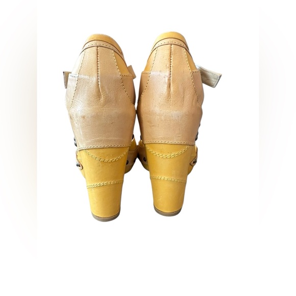 Marni Sandals Ankle Strap Chunky Heel Mustard Yellow Heels Retro Pin Up 36 1/2 - Picture 7 of 13